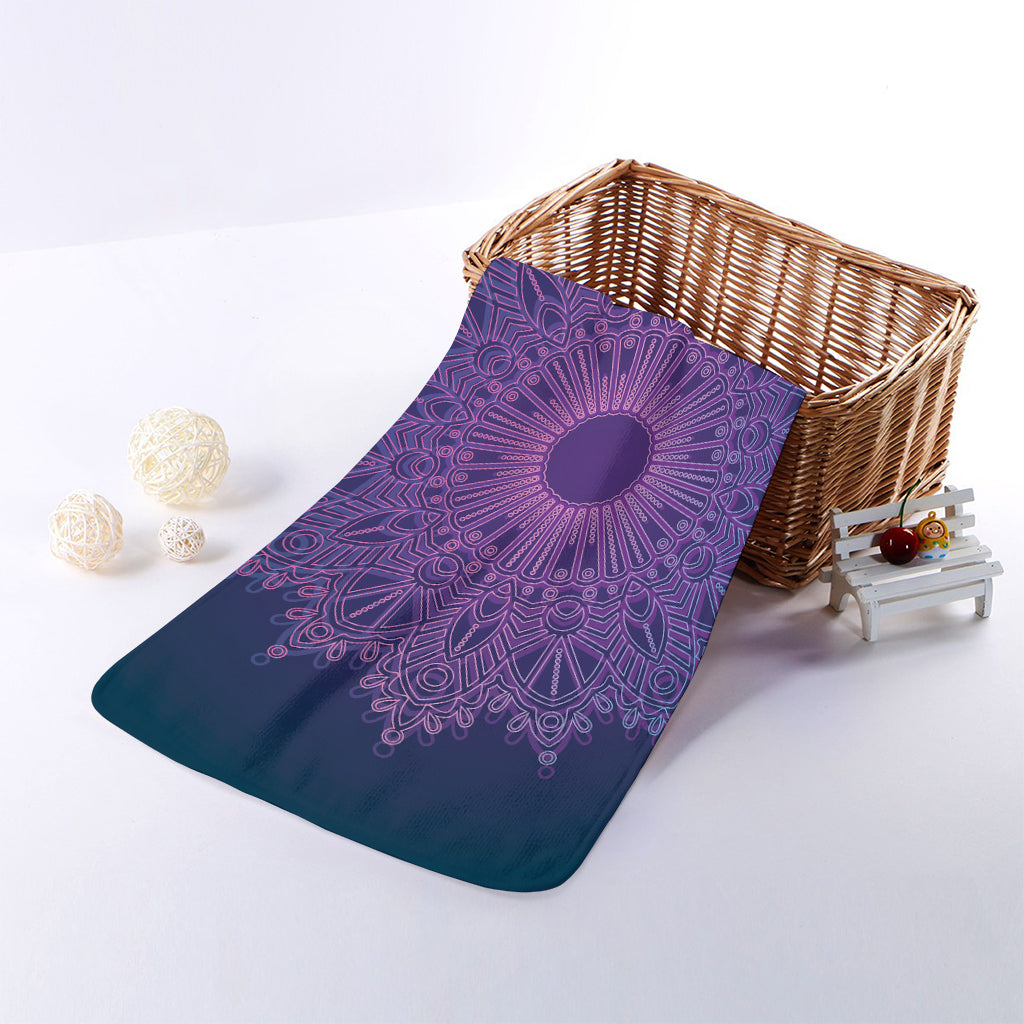 Purple Trippy Mandala Print Towel