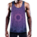 Purple Trippy Mandala Print Men's Workout Tank Top