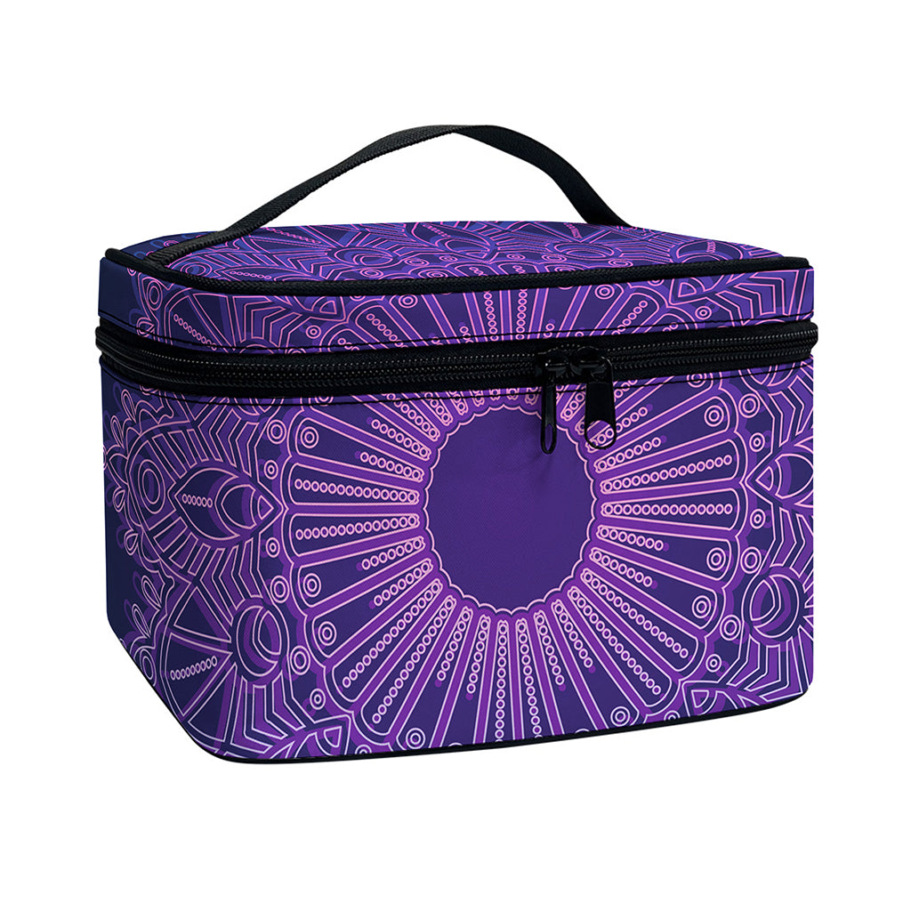 Purple Trippy Mandala Print Travel Makeup Bag