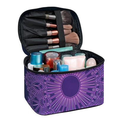 Purple Trippy Mandala Print Travel Makeup Bag