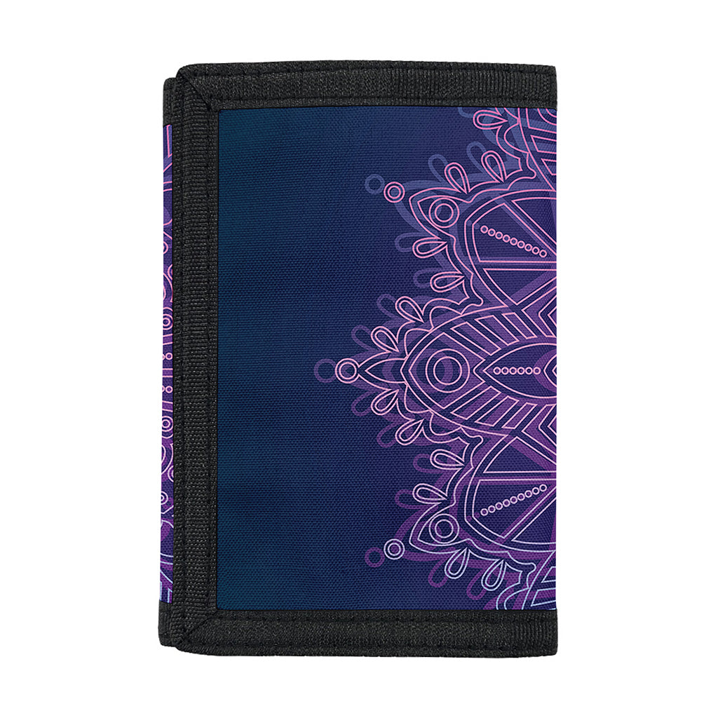 Purple Trippy Mandala Print Trifold Wallet