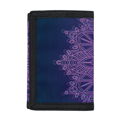 Purple Trippy Mandala Print Trifold Wallet