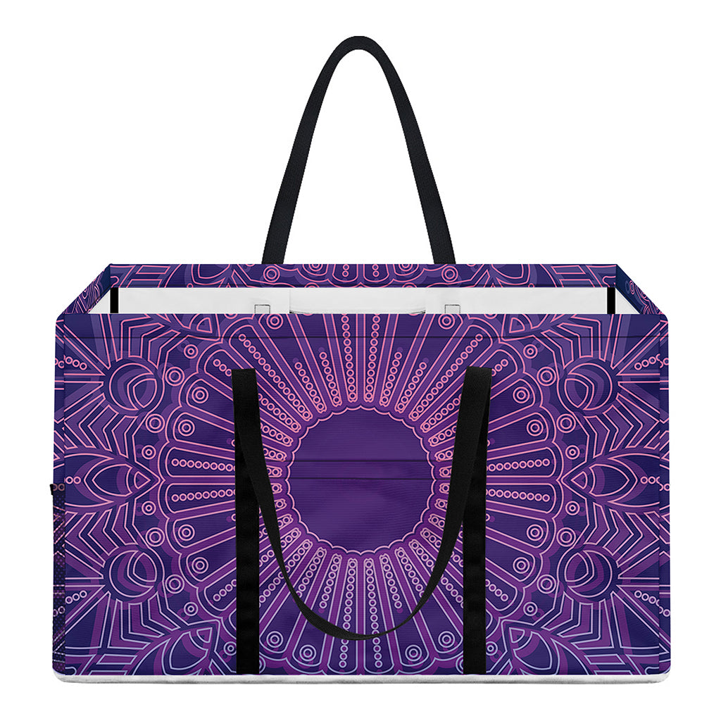 Purple Trippy Mandala Print Utility Tote Bag