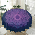 Purple Trippy Mandala Print Waterproof Round Tablecloth