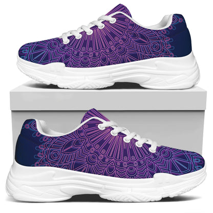 Purple Trippy Mandala Print White Chunky Shoes