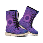 Purple Trippy Mandala Print Winter Boots