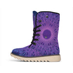 Purple Trippy Mandala Print Winter Boots