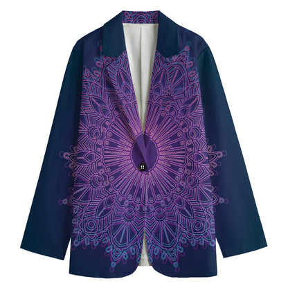 Purple Trippy Mandala Print Women's Blazer