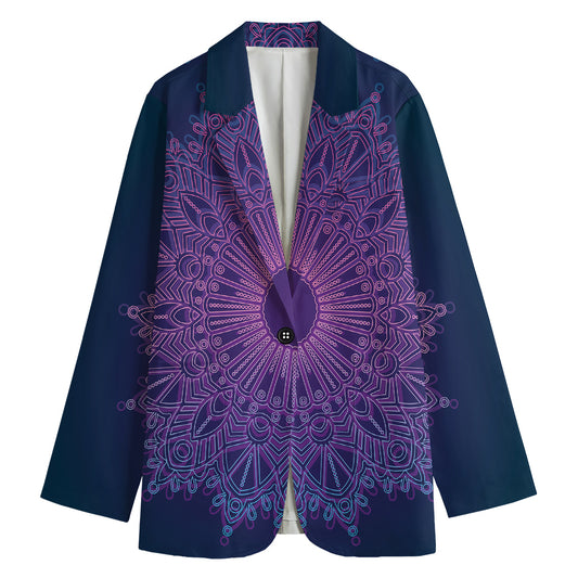 Purple Trippy Mandala Print Women's Blazer