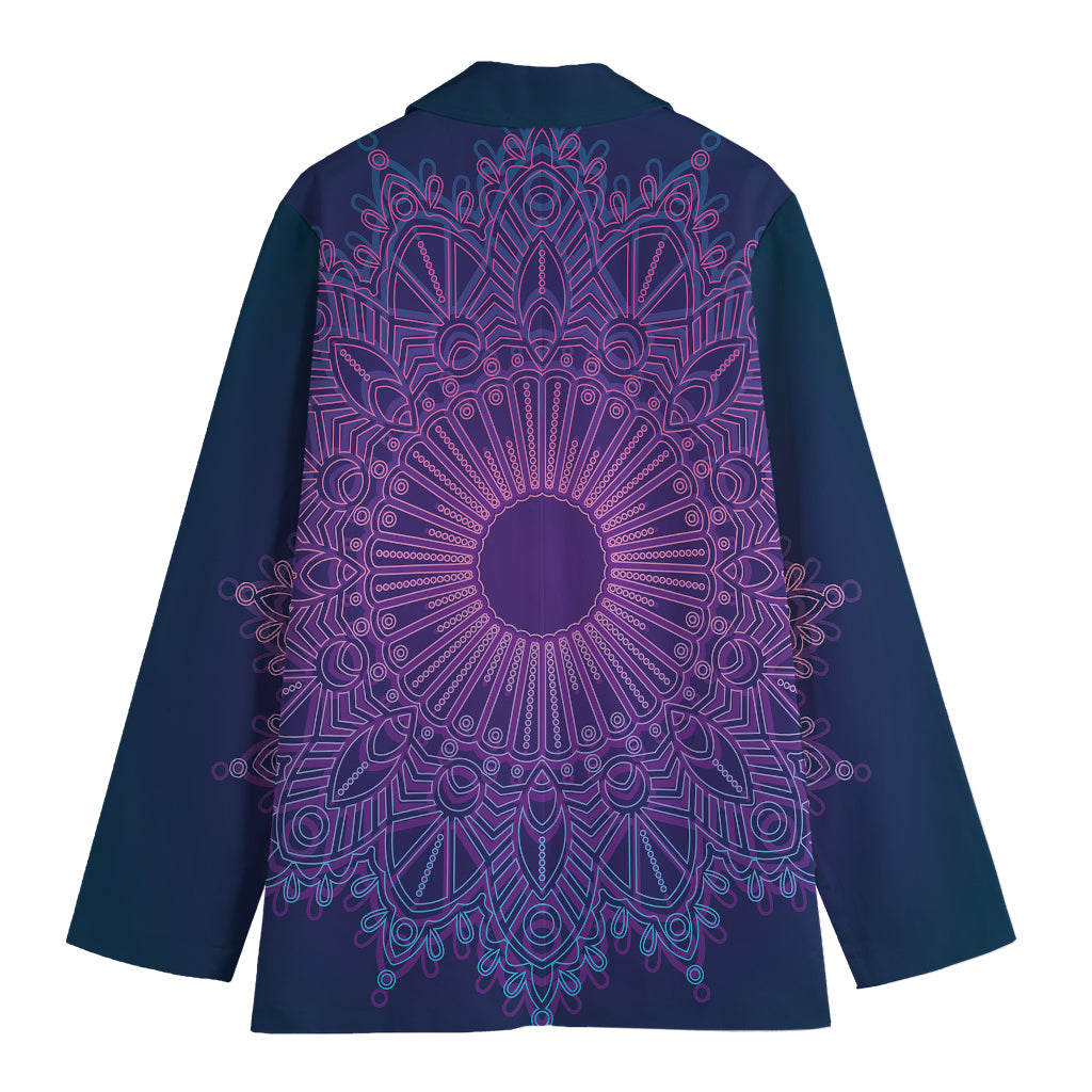 Purple Trippy Mandala Print Women's Blazer