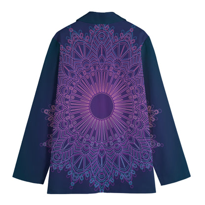 Purple Trippy Mandala Print Women's Blazer