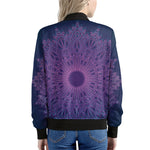 Purple Trippy Mandala Print Women's Bomber Jacket