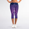 Purple Trippy Mandala Print Women's Capri Leggings