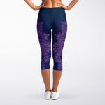 Purple Trippy Mandala Print Women's Capri Leggings
