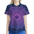 Purple Trippy Mandala Print Women's Polo Shirt