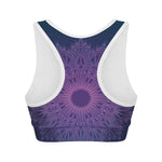 Purple Trippy Mandala Print Women's Sports Bra