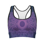 Purple Trippy Mandala Print Women's Sports Bra