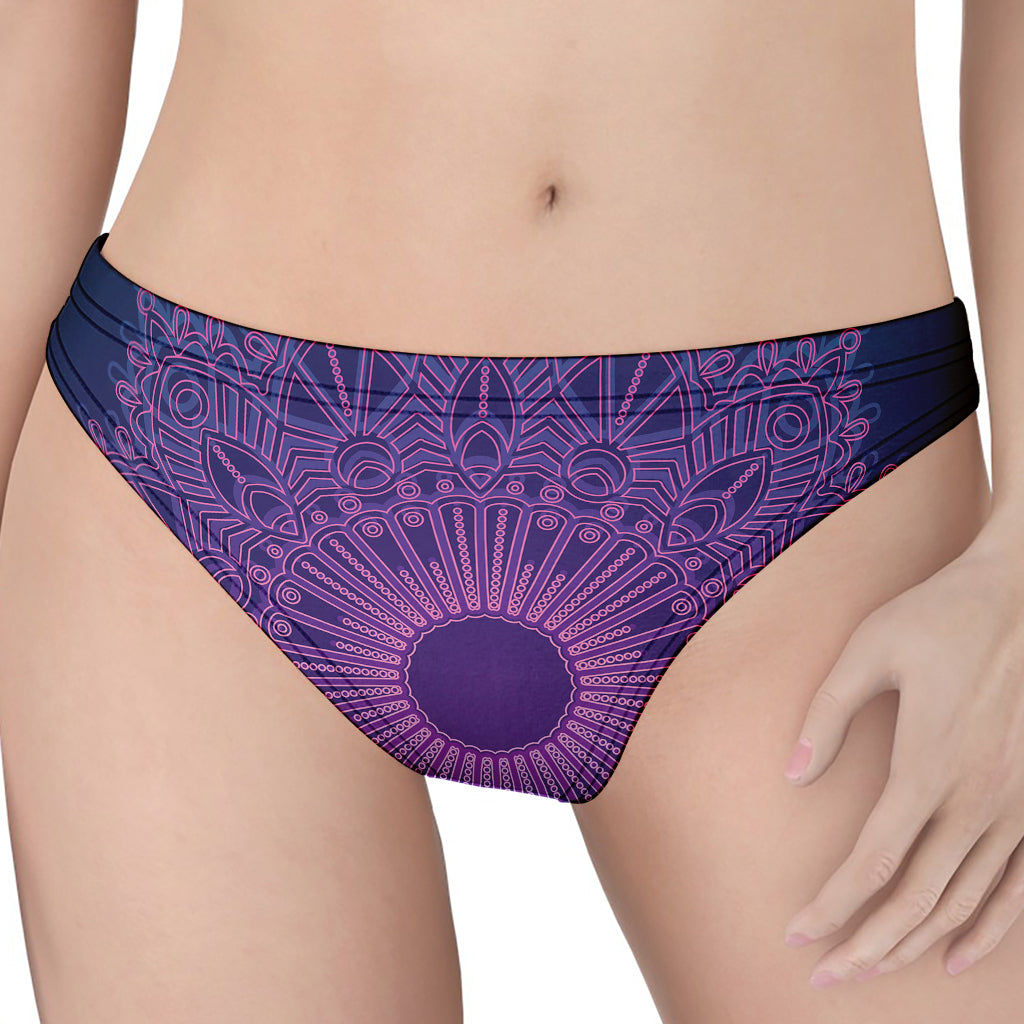 Purple Trippy Mandala Print Women's Thong