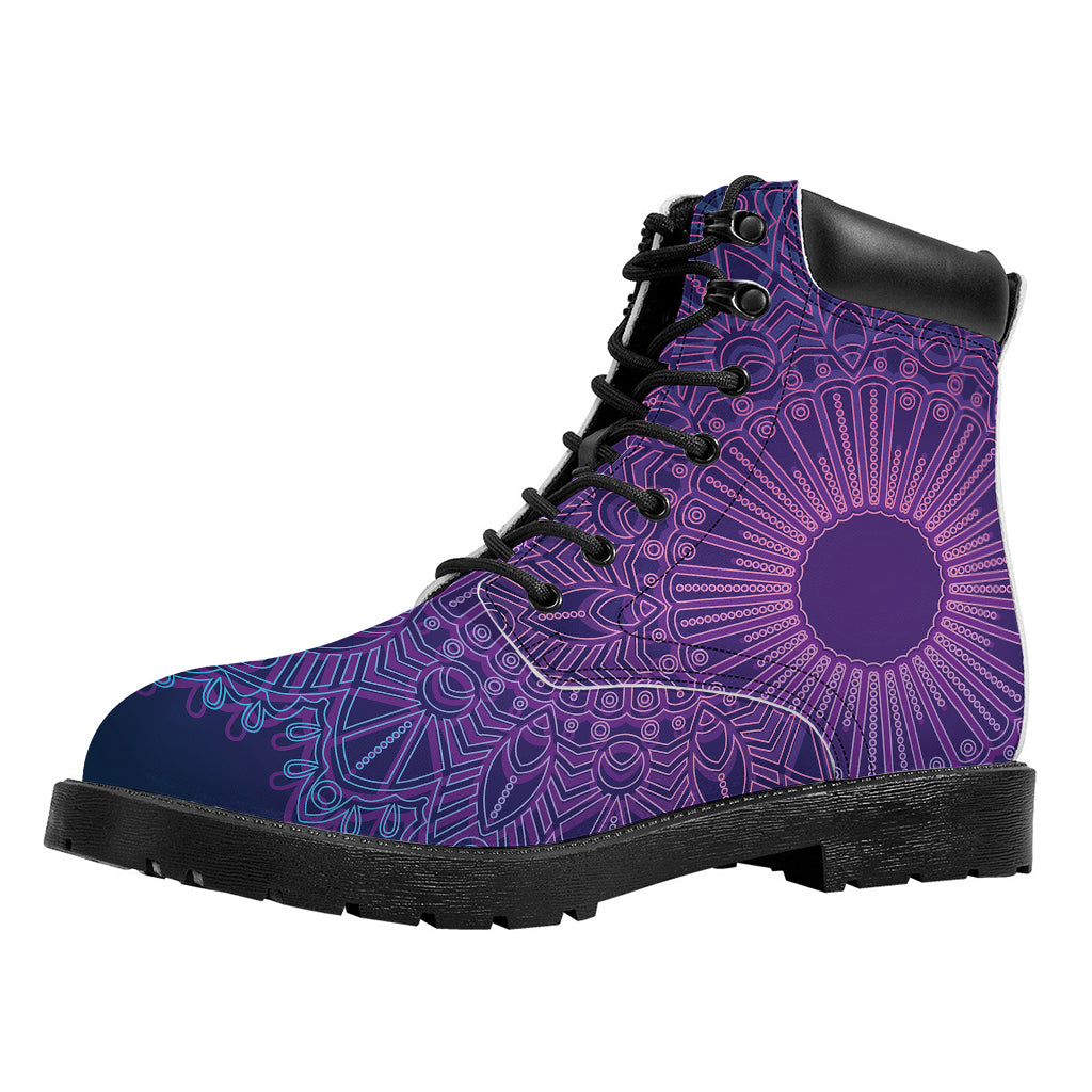 Purple Trippy Mandala Print Work Boots