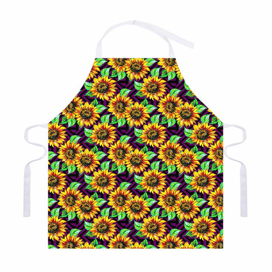 Purple Trippy Sunflower Pattern Print Adjustable Apron