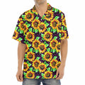 Purple Trippy Sunflower Pattern Print Aloha Shirt