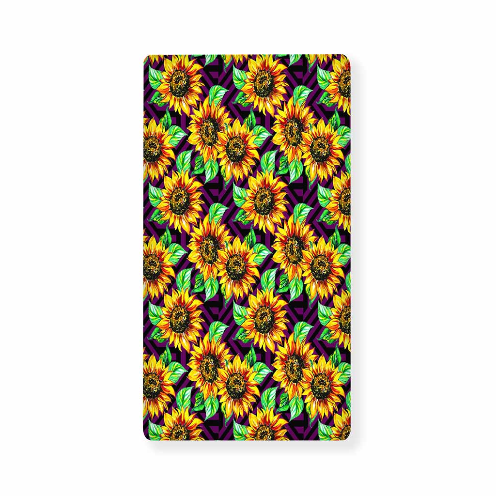 Purple Trippy Sunflower Pattern Print Baby Crib Sheet