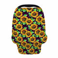 Purple Trippy Sunflower Pattern Print Baby Seat Cover