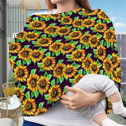 Purple Trippy Sunflower Pattern Print Baby Seat Cover