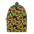 Purple Trippy Sunflower Pattern Print School Backpack