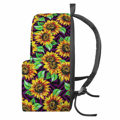 Purple Trippy Sunflower Pattern Print Backpack