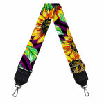 Purple Trippy Sunflower Pattern Print Bag Strap