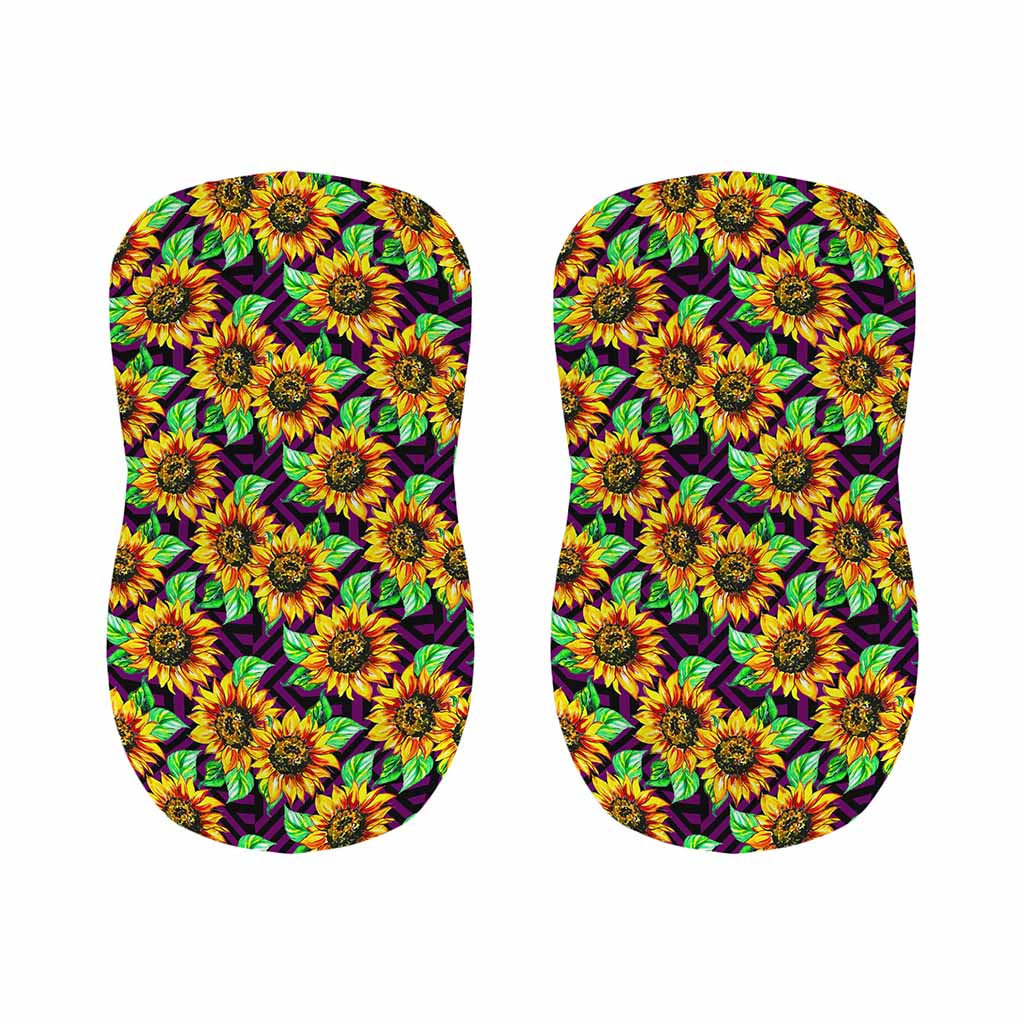Purple Trippy Sunflower Pattern Print Bar Stool Covers