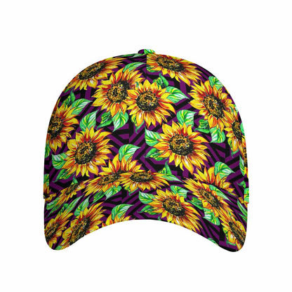 Purple Trippy Sunflower Pattern Print Baseball Cap