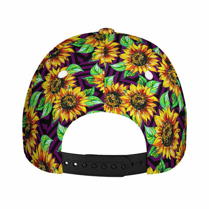 Purple Trippy Sunflower Pattern Print Baseball Cap