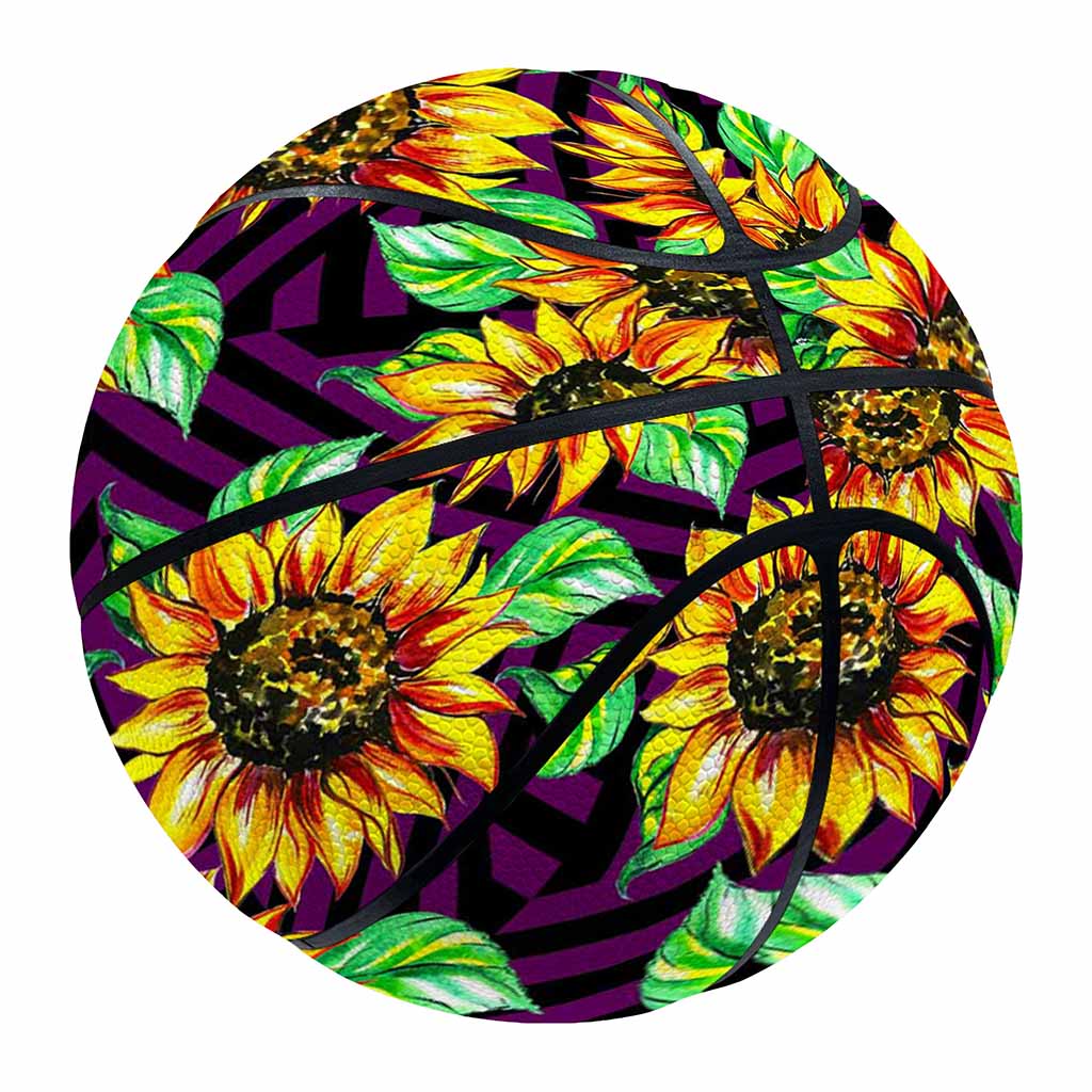 Purple Trippy Sunflower Pattern Print Basketball