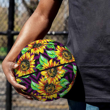 Purple Trippy Sunflower Pattern Print Basketball