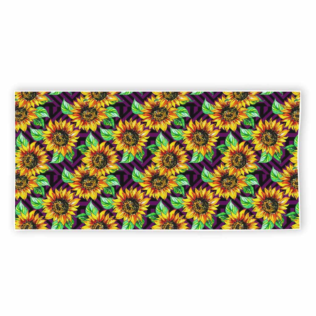 Purple Trippy Sunflower Pattern Print Beach Towel