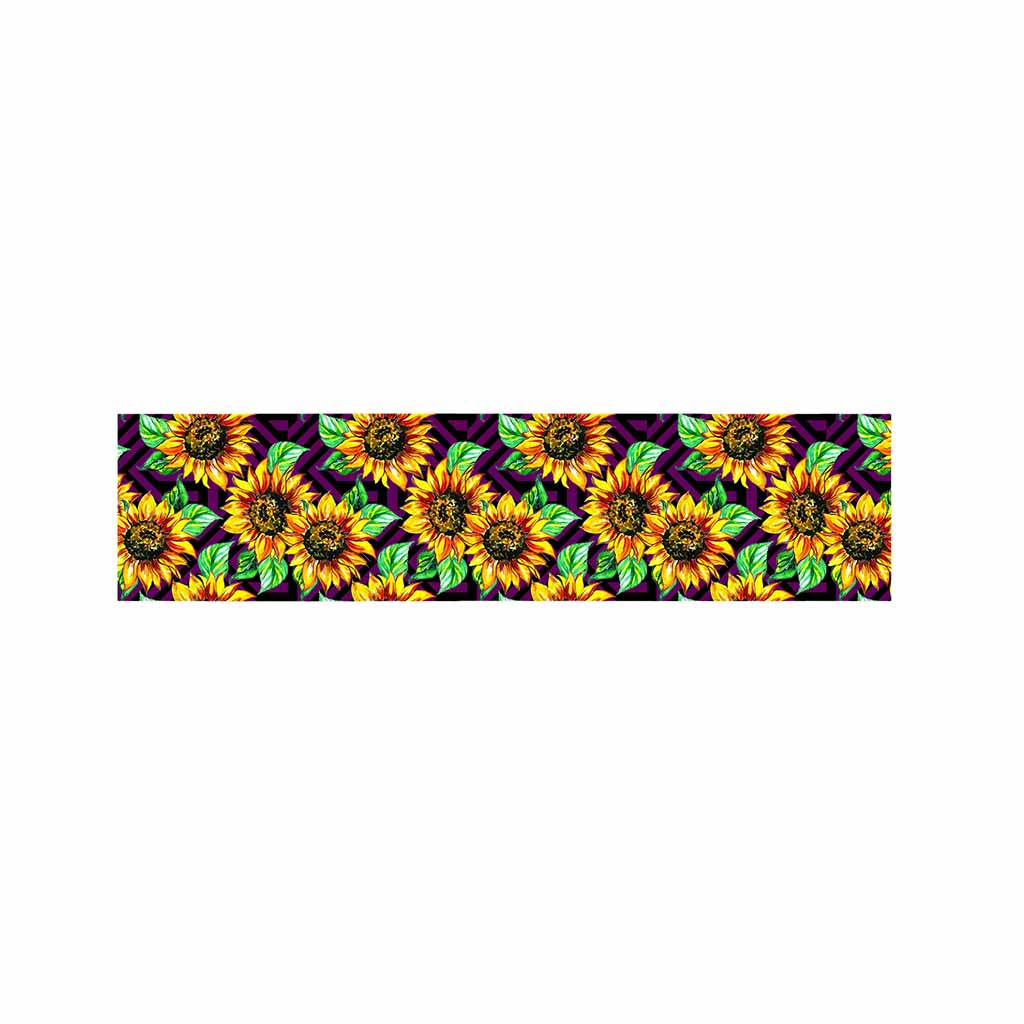 Purple Trippy Sunflower Pattern Print Bed Runner