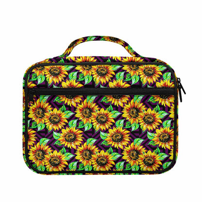Purple Trippy Sunflower Pattern Print Briefcase Bible Bag