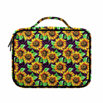 Purple Trippy Sunflower Pattern Print Briefcase Bible Bag