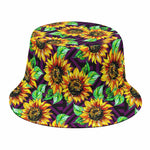 Purple Trippy Sunflower Pattern Print Bucket Hat
