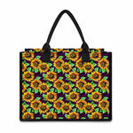 Purple Trippy Sunflower Pattern Print Canvas Tote Bag