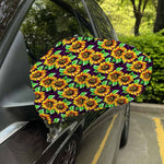 Purple Trippy Sunflower Pattern Print Car Side Mirror Covers