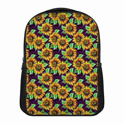 Purple Trippy Sunflower Pattern Print Casual Backpack