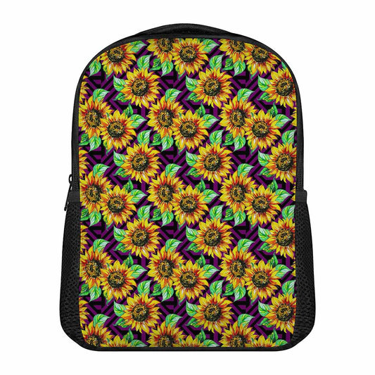 Purple Trippy Sunflower Pattern Print Casual Backpack