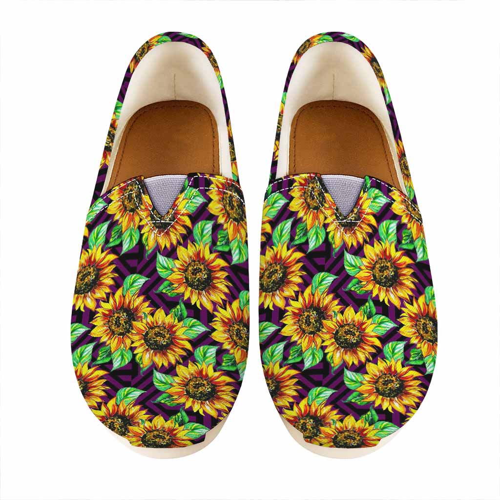 Purple Trippy Sunflower Pattern Print Casual Shoes