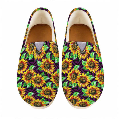 Purple Trippy Sunflower Pattern Print Casual Shoes