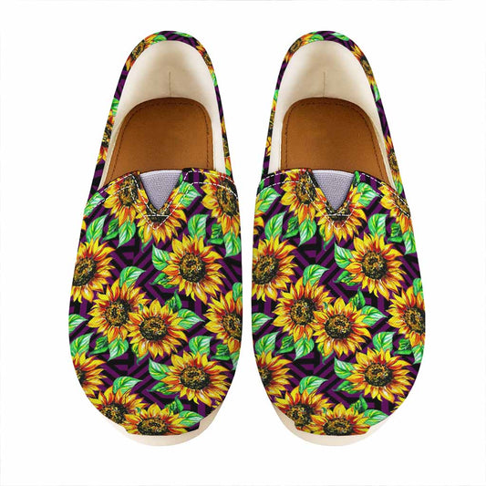 Purple Trippy Sunflower Pattern Print Casual Shoes