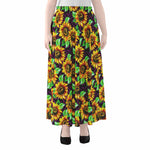 Purple Trippy Sunflower Pattern Print Chiffon Maxi Skirt