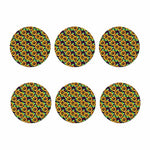 Purple Trippy Sunflower Pattern Print Coaster Set